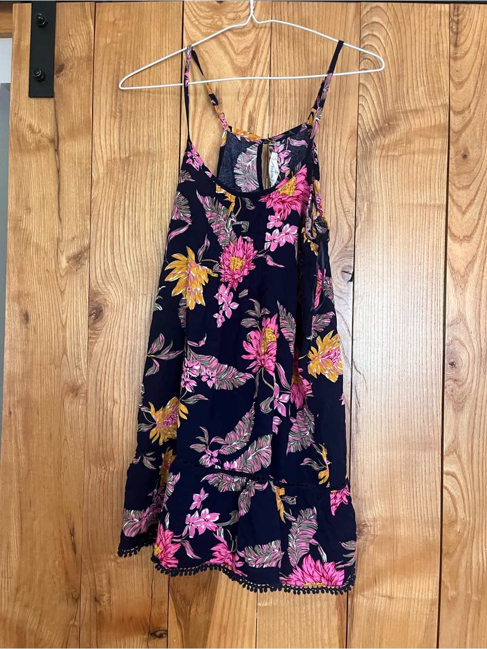 Ocean Drive Navy Floral Spaghetti-Strap Dress with Pink & Yellow Blooms